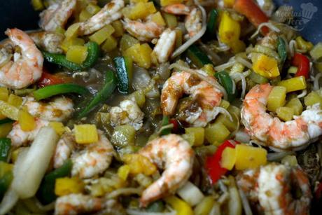 Langostinos con agridulce de Kaki Persimón® DOP Ribera del Xúquer