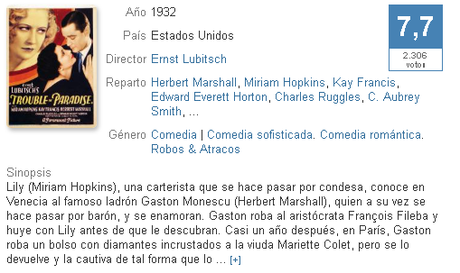 UN LADRÓN EN LA ALCOBA (Ernst Lubitsch-1932)