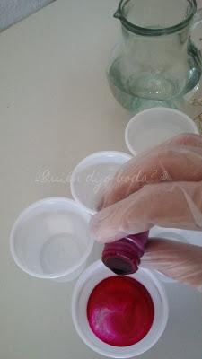 Gotas de tinte rosa oscuro para teñir gypsophila