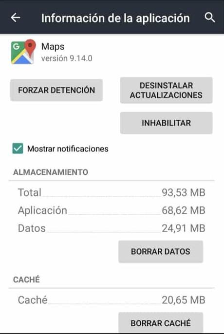 Borrar cache de google maps