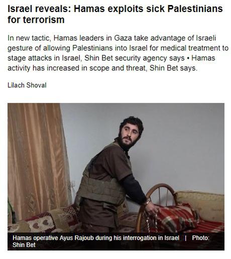 Hamas utiliza a palestinos enfermos para actividades terroristas.