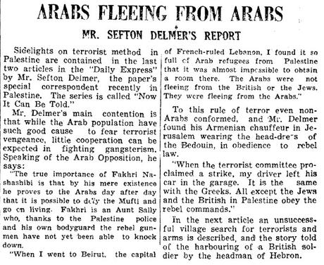 1939: cuando los árabes del Mandato de la Soc. de Naciones huían … de otros árabes.
