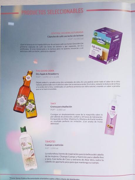 Productos seleccionables en Testabox