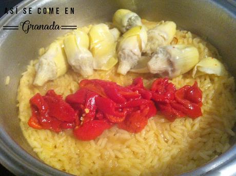 Arroz cremoso con alcachofas. Juego de blogueros 2.0