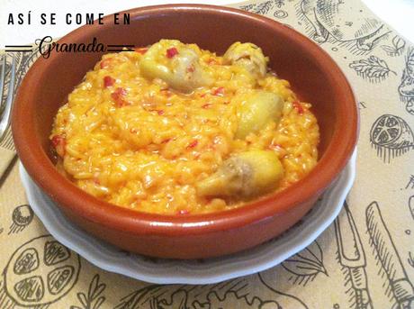 Arroz cremoso con alcachofas. Juego de blogueros 2.0