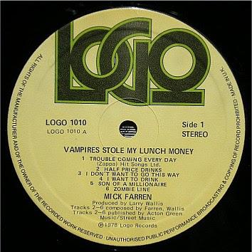 Mick Farren -Vampires Stole My Lunch Money Lp 1979