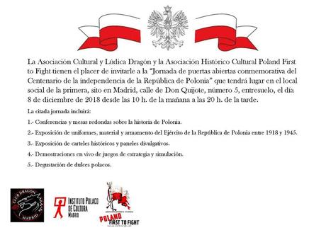 Evento histórico-ludico de puertas abiertas en Madrid el día 8, sobre Polonia