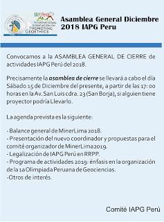 CONVOCATORIA IAPG Peru: Reunión de coordinación Comite MinerLima2018