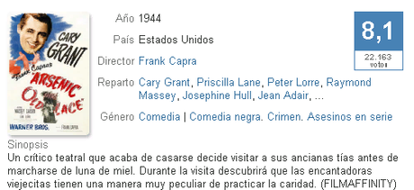 ARSÉNICO POR COMPASIÓN (Frank Capra 1944) ARSÉNICO POR COMPASIÓN (Frank Capra 1944)