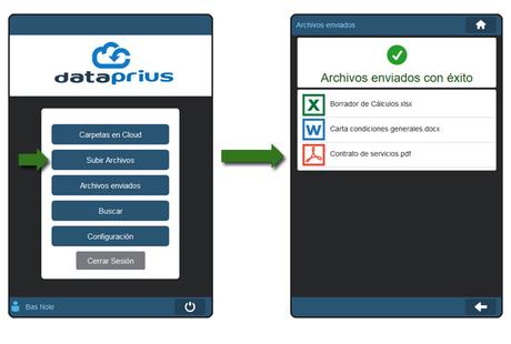 Subiendo archivos aplicación web Dataprius