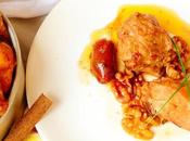 Pollo asado cazuela canela, dátiles nueces