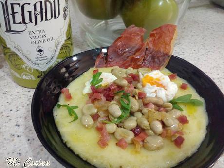 PURÉ DE PATATAS CON AOVE LEGADO, HABITAS BABY, JAMÓN Y HUEVO DE CODORNIZ