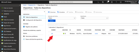 Gestión de dispositivos conectados al dominio de Azure Active Directory