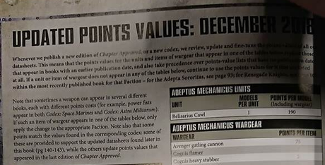 Se filtran tablas de puntos del Chapter Approved 2018