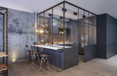 Dark Grey Open Kitchen