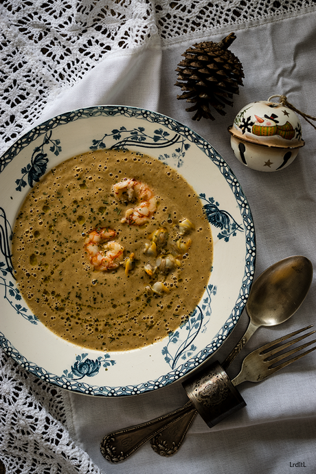 CREMA DE RAPE Y GAMBAS { receta rica para Navidad}