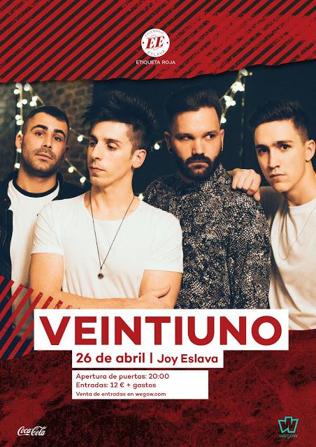 Veintiuno presentarán su álbum 'Gourmet' en Joy Eslava