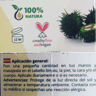 Natura Pur, aceite de almendras, aceite de ricino, vegano, organico, natural, cruetlty free