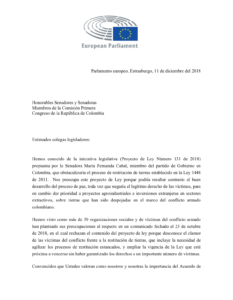 Rechazo del Parlamento Europeo a Cabal