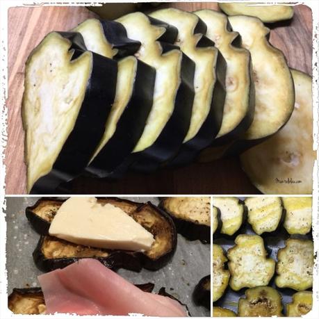 Caldo de pollo con bocaditos de berenjena