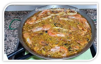 Fideuá de marisco de mi amigo Álvaro
