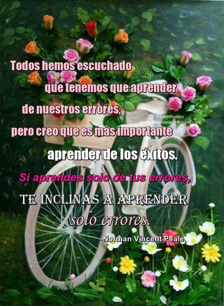 Todos hemos escuchado que tenemos que aprender de nuestros errores, pero creo que es más importante aprender de los éxitos. Si aprendes solo de tus errores, te inclinas a aprender solo errores. -Norman Vincent Peale