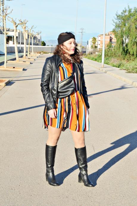 Vestido camisero de rayas