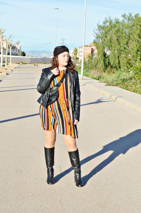 Vestido camisero de rayas