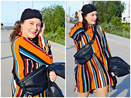 Vestido camisero de rayas