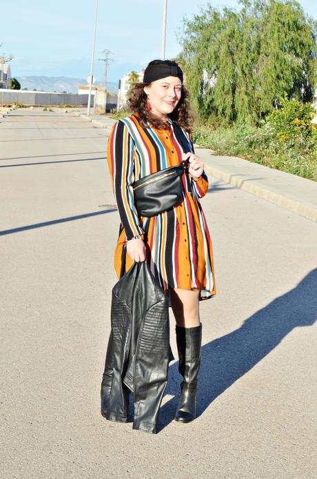 Vestido camisero de rayas