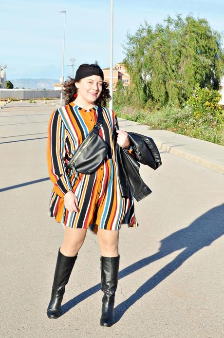 Vestido camisero de rayas