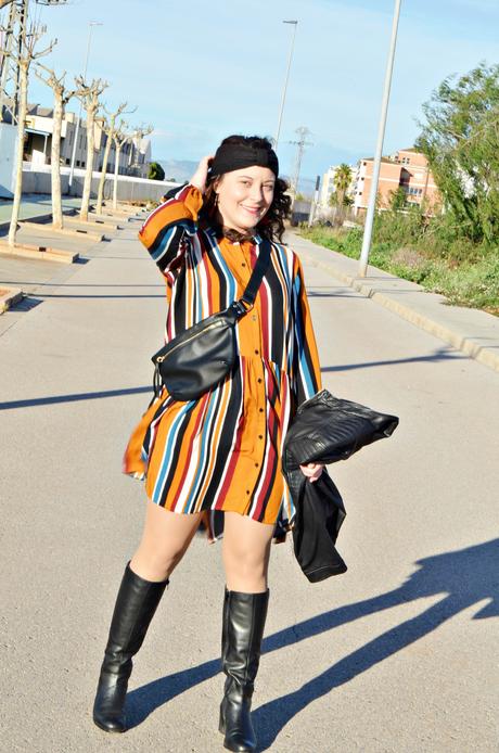 Vestido camisero de rayas