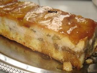 Bizcoflan con manzanas caramelizadas y nueces