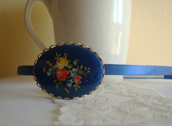 DIADEMA FLORAL AZUL NAVY