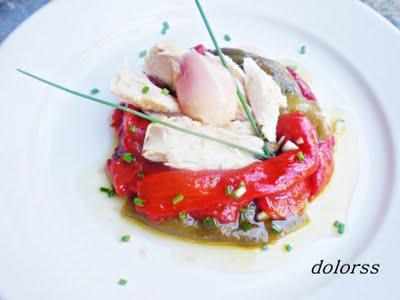 Escalibada de pimientos  con ventresca de bonito