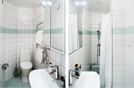 pequeño apartamento decoración papel de pared floral muebles de diseño lámparas de diseño estudio decoración estilo nórdico estilo escandinavo diseño de interiores decoración de mini pisos decoración de interiores decoración de espacios pequeños cogines brillantes chimenea en el salón barra en la cocina 