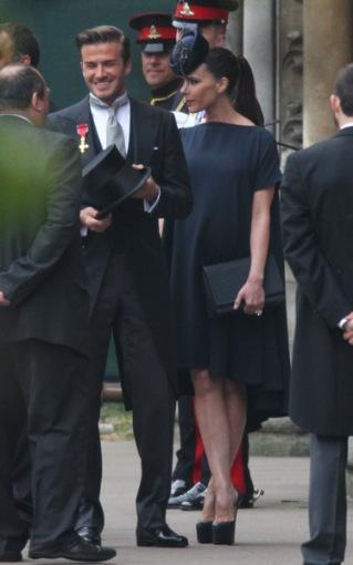 Victoria Beckham, muy elegante en la boda de Guillermo y Kate, con un vestido de su propia colección, otoño 2011