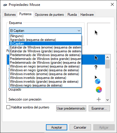 Propiedades del Mouse Propiedades del Mouse