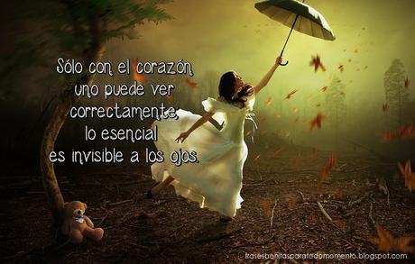 Sólo con el corazón uno puede ver correctamente; lo esencial es invisible a los ojos.   -Antoine de Saint-Exupéry