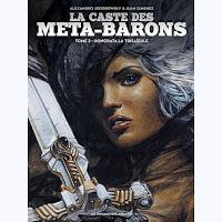 Portada de la novela gráfica La casta de los metabarones, en la que se ve a Honorata con una espada.