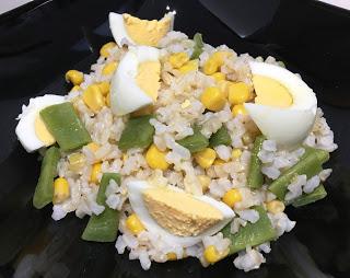 Ensalada de arroz y judías verdes