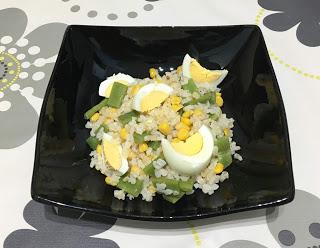 Ensalada de arroz y judías verdes