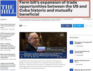 Ley Agrícola de EE.UU. victoria para comercio con Cuba, dicen legisladores norteamericanos