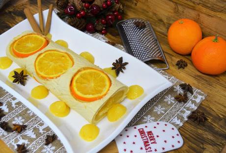 tronco de navidad, postres de navidad, recetas de navidad, postres de naranja, crema de naranja, brazo gitano, tronco de navidad fácil, tronco de navidad receta, tronco navidad con galletas, las delicias de mayte,