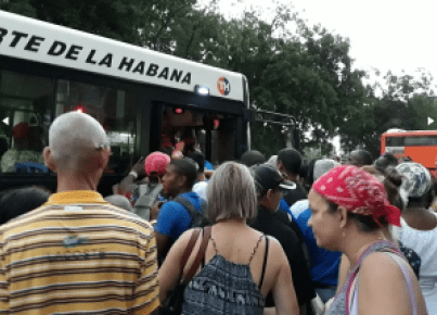 Violencia en La Habana para montarse en una guagua debido a la crisis del transporte (+Fotos)