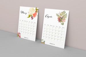 Calendario 2019 para colgar en la pared de flores