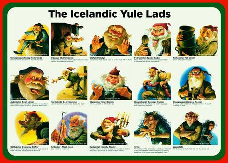 Los 13 Jólasveinar, o Yule Lads, al completo