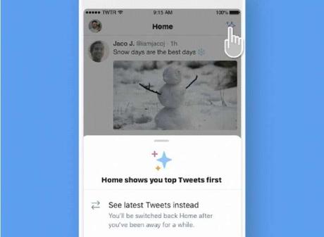 Twitter despliega un nuevo botón para cambiar al feed cronológico inverso en iOS