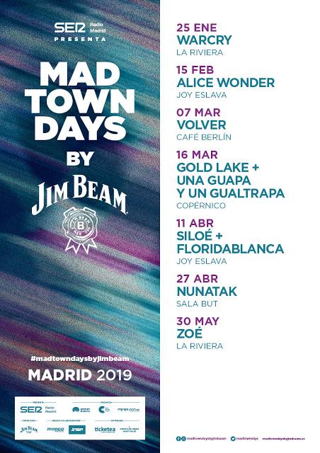 Zoé, Nunatak, Warcry y Alice Wonder, en salas de Madrid con Madtown Days by Jim Beam