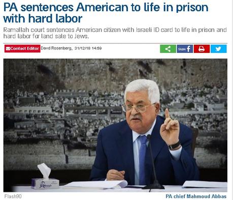 El ente de apartheid palestino: condenado  a cadena perpetua y trabajos forzados por vender tierras a judíos.